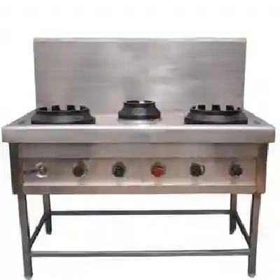 Three burner chinese cooking range
