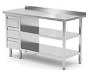 SS Work Table With 3 Drawers And Undershel Ves